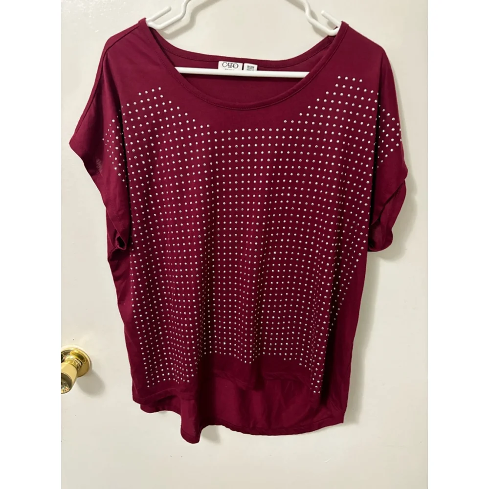 Cato Maroon women's silver beaded accent top size 18 -20 - Picture 1 of 12